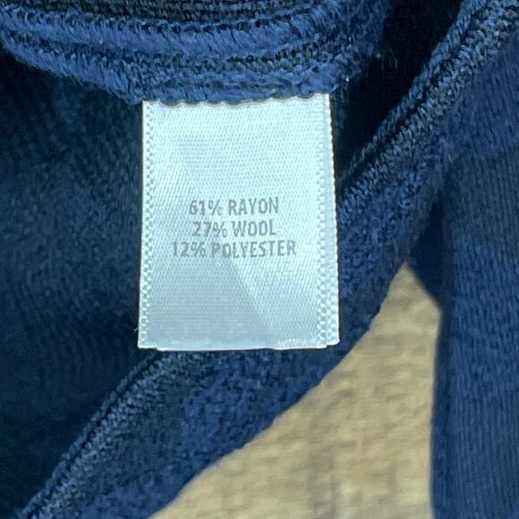 St. John Textured Cropped Sleeve Top Wool Blend Navy Blue Size Small - Picture 6 of 9